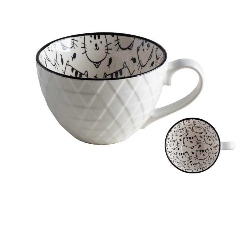 Gift Ceramic Mugs Coffee Cup Breakfast Cereal Cute Ceramic Cup Milk Household Large Capacity Oatmeal Mug Drinkware Home Decor