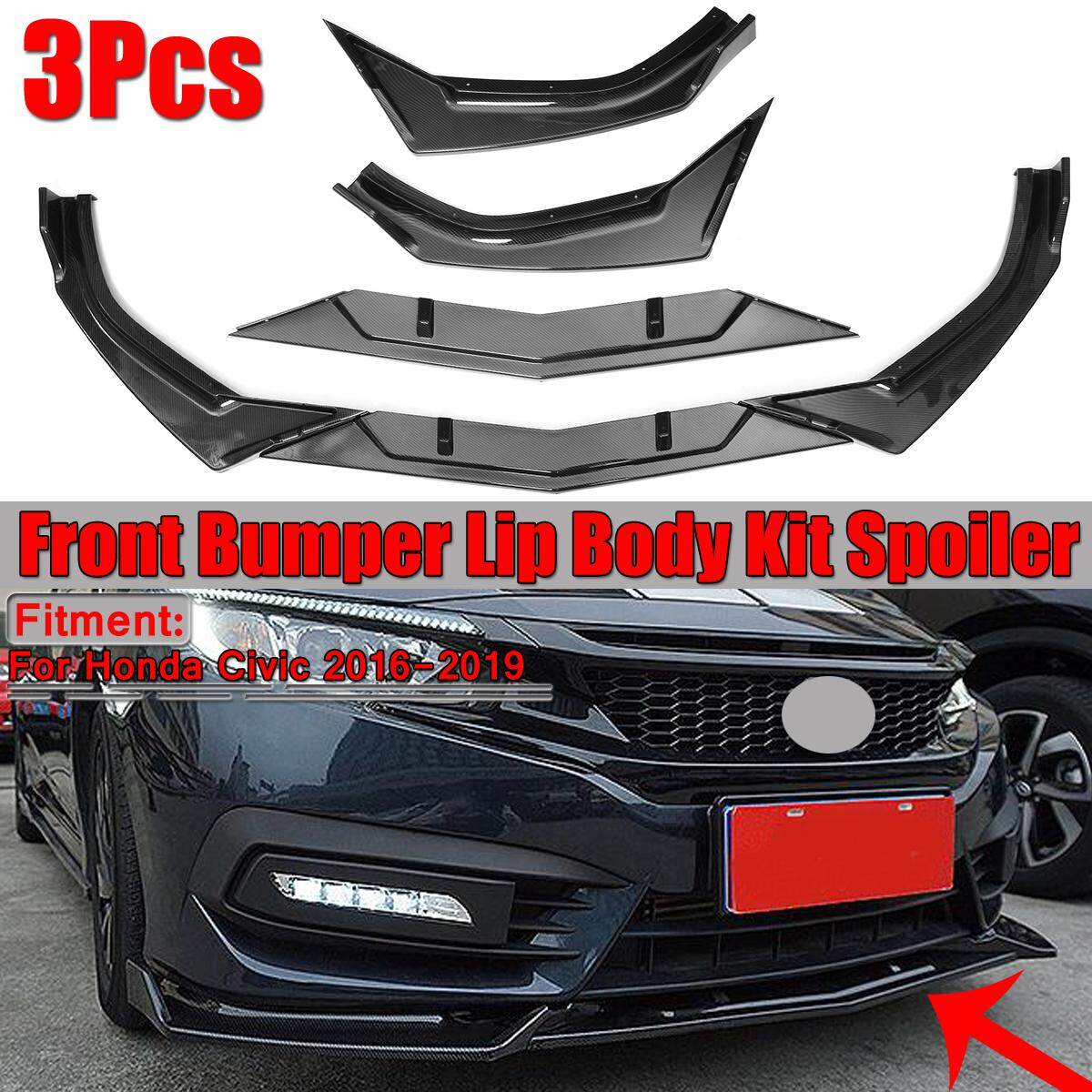 คาร์บอนไฟเบอร์ด้านหน้ากันชนรถ Chin Body ชุดสปอยเลอร์สำหรับ Honda Civic 16-19