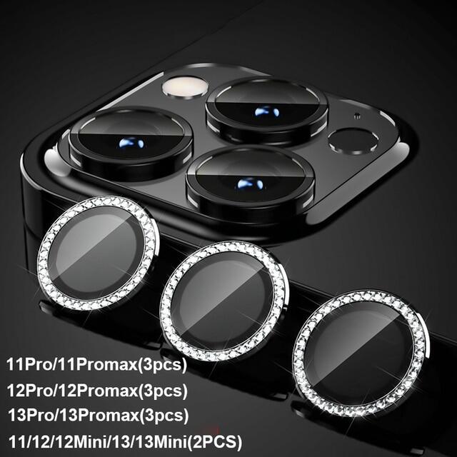 QuXis Diamond Camera Case For iPhone 14 13 11 Pro Max 12 Pro Max Camera Lens Protector Screen Case For iPhone 14 Plus Tempered Glass