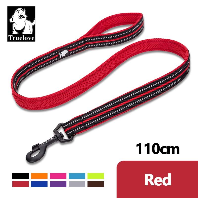 TRUELOVE 110cm Reflective Dog Leash Mesh Padded Outdoor Training Pet Dog Nylon Leash Outside for Small Large Dog Safety Training