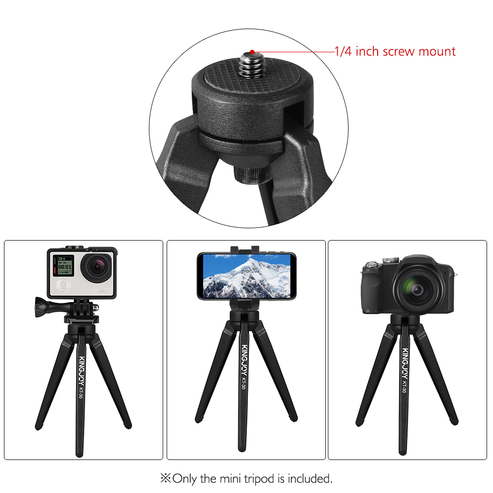 KINGJOY Portable Mini Tripod Stabilizer Stable Aluminium Alloy Desktop Tabletop Three-leg Stand Holder Support Base with 1/4 Inch Screw for GoPro Cameras DSLR Camcorder for Stabilizers of ZHIYUN FEIYU HOHEM DJI MOZA Max. Load Capacity 3kg/6.6Lbs