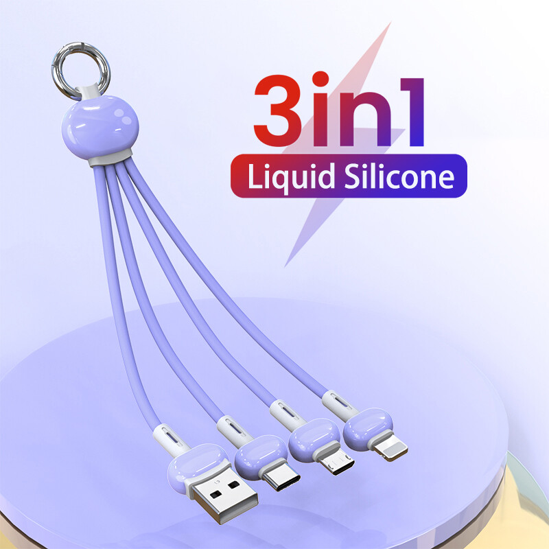 3 in 1 Fast Charging Cable Multi Charging Cable Charging with Light / USB C / Micro Port Data Cable