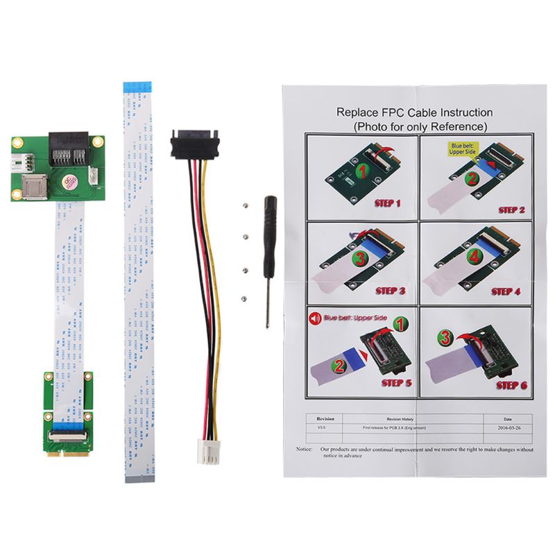 Thẻ Riser USB PCIE To PCI-E Express X1 + Mini Với Cáp FFC Khe 90 Độ Tự Làm Tốc Độ Cao