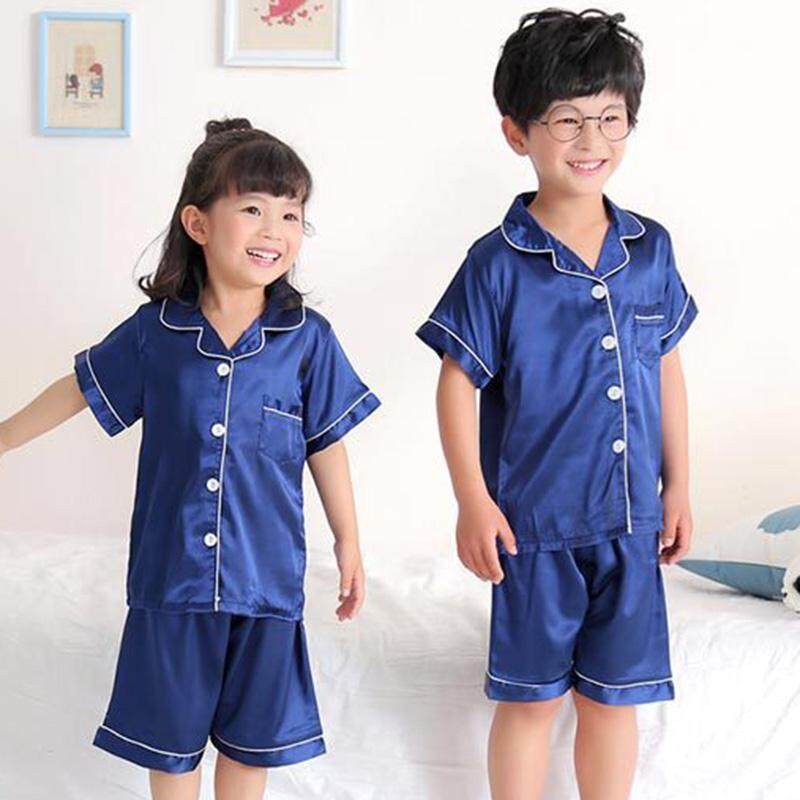 Nơi bán Trẻ em Bé Trai Bé Gái Váy Ngủ Giả Lụa Ngắn Pyjama Set Đồ Ngủ Chắc Chắn