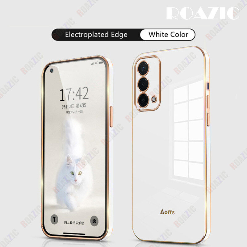 ROAZIC For OPPO A74 A95 4G A76 A54 4G A94 A93 A74 5G A53 2020 A33 Phone Case Straight Electroplate Edge Casing Soft Silicone Full Cover Protection Luxury Back Cover
