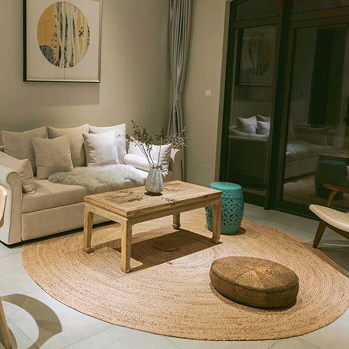 100 Natural Linen Carpet Jute Mat Water hyacinth Mat Bedroom floor