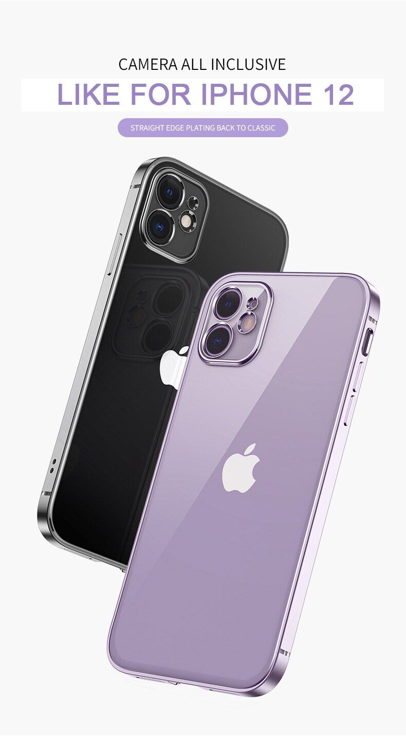 KEYSION Luxury Square frame Plating Case For iPhone 11 Pro Max Soft Slim Clear Camere Protection Phone Cover for iPhone SE 2020 X XS Max