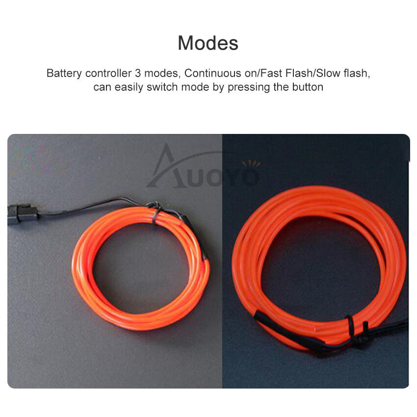 Auoyo 3 Meter LED Light Strip El Wire String Strip Light Cold Lights Strips Neon LED Light Decorative Lamp Car Rope Strip Light for Party Bar Christmas Halloween Automotive Car Interior Decoration