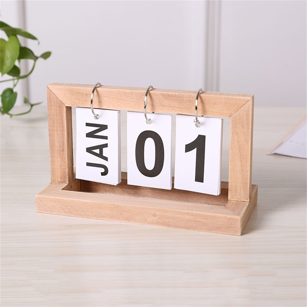 Calendar Ornaments Dormitory Decorations Photo Props Desk Calendar Home Study Calendar Wooden Flip Page Calendar
