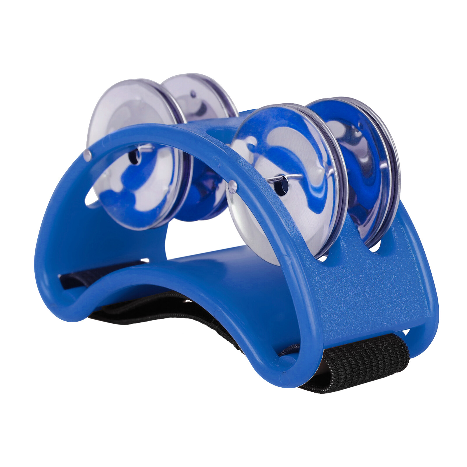 Percussion Foot Tambourine with 4 Pairs of Stainless Steel Jingles & Elastic Strap Percussion Musical Instrument for Cajon Accompaniment