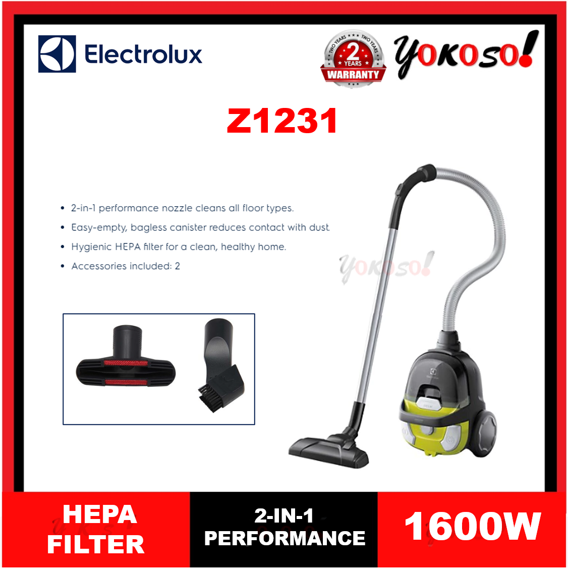 Electrolux Z1231 CompactGo Cyclonic, Lightweight, Compact Vacuum