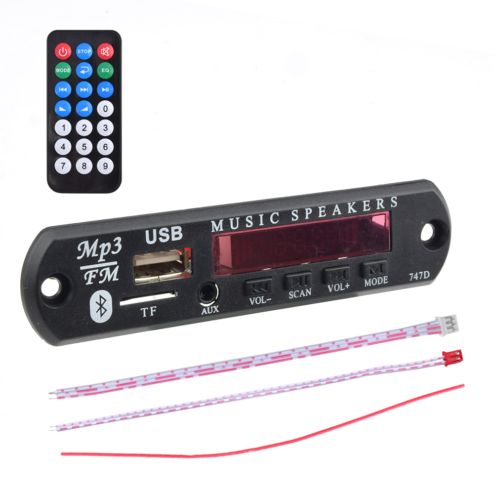 Aideepen 9V 12V BT 5.0 MP3 Decoder Board USB AUX SD FM Radio Lossless MP3/WMA/WAV/FLAC/APE Decoder Board Module Colors Screen Display