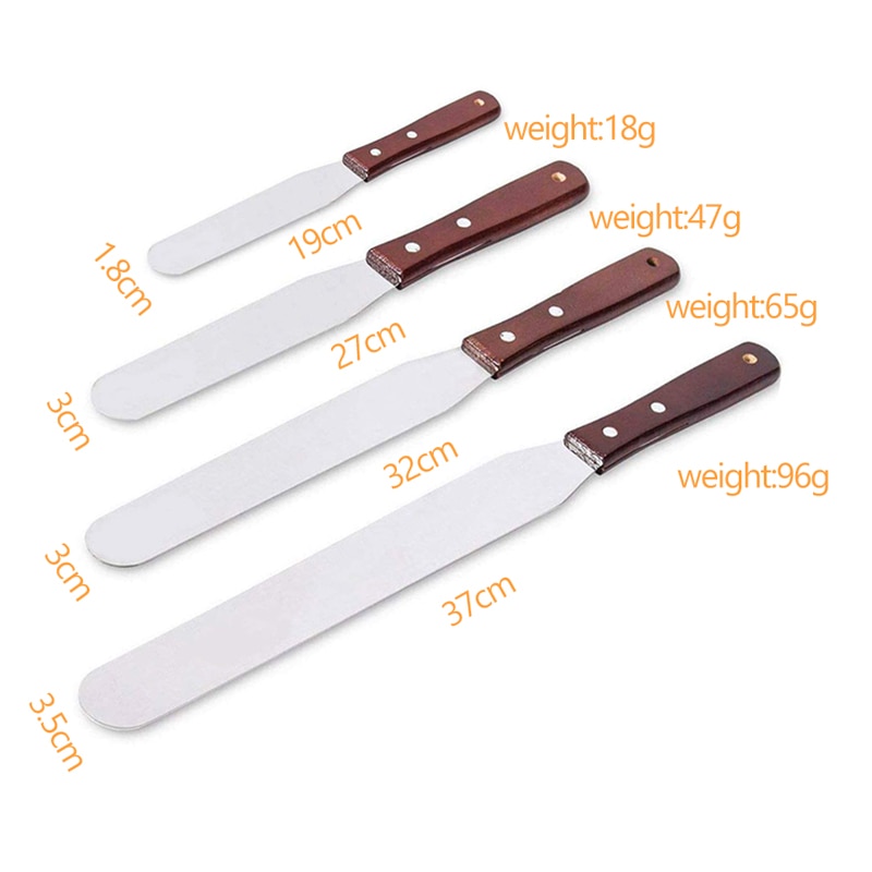 【♘COD Free Cas♘】 luoqin Bánh ngọt bằng gỗ thìa với móc thép không gỉ bù đắp spatulas bánh đóng băng/Frosting thìa bánh nướng dụng cụ trang trí C008