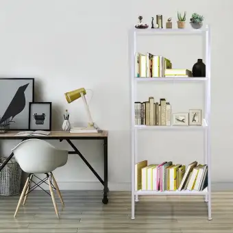 4 Tiers Wall Leaning Ladder Shelf Bookcase Bookshelf Storage Rack Shelves Storage Stand Unit Organizer For Office Home Bedroom Lazada Ph