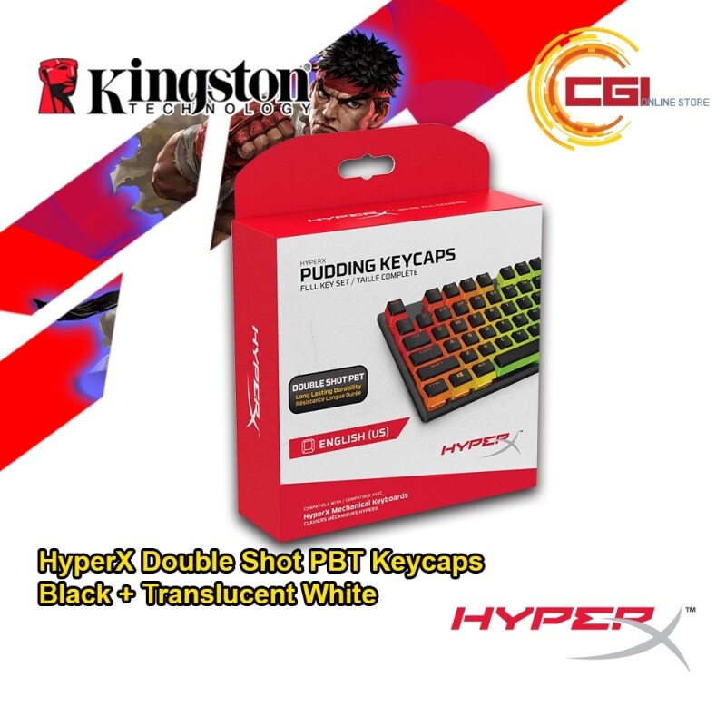 HyperX Pudding Keycaps - Double Shot PBT Keycap Set with Translucent Layer, for Mechanical Keyboards, Full 104 Key Set - Black (HKCPXP-BK-US/G) Malaysia