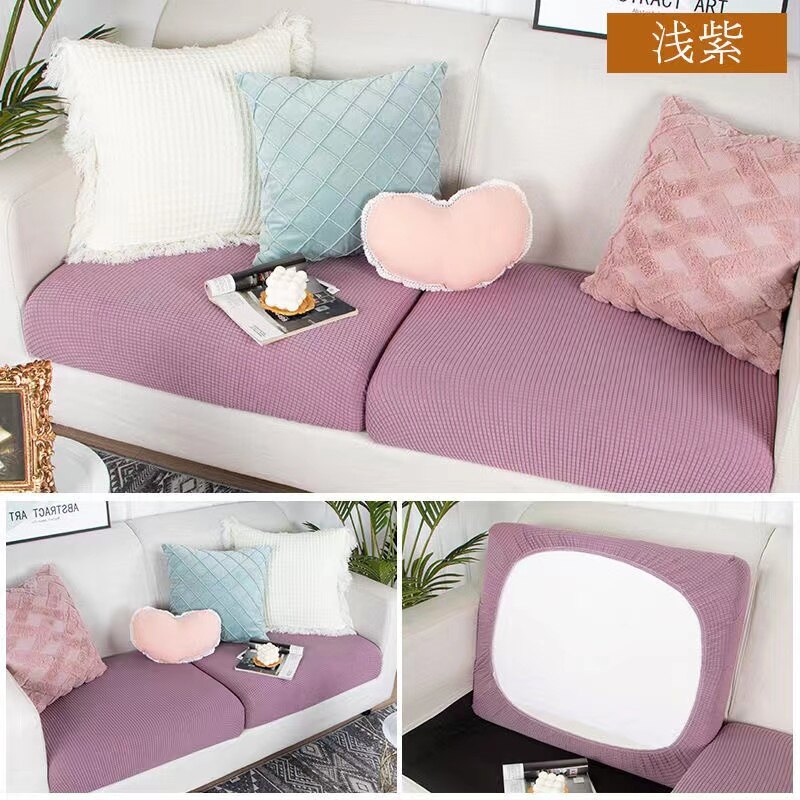 Pure Color Sofa Cushion Cover 1/2/3/4 Seater Size Sofa Set Cover Corn Fleece Elastic Half Pack Sofa cushion Cover Room Decor Stretch Sofa Slipcover