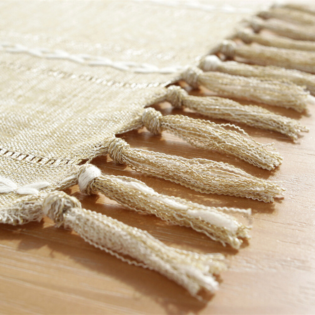 Farmhouse Rustic Style Table Runner พร้อมพู่33x18 3ซม 13x72นิ้วสำหรับ