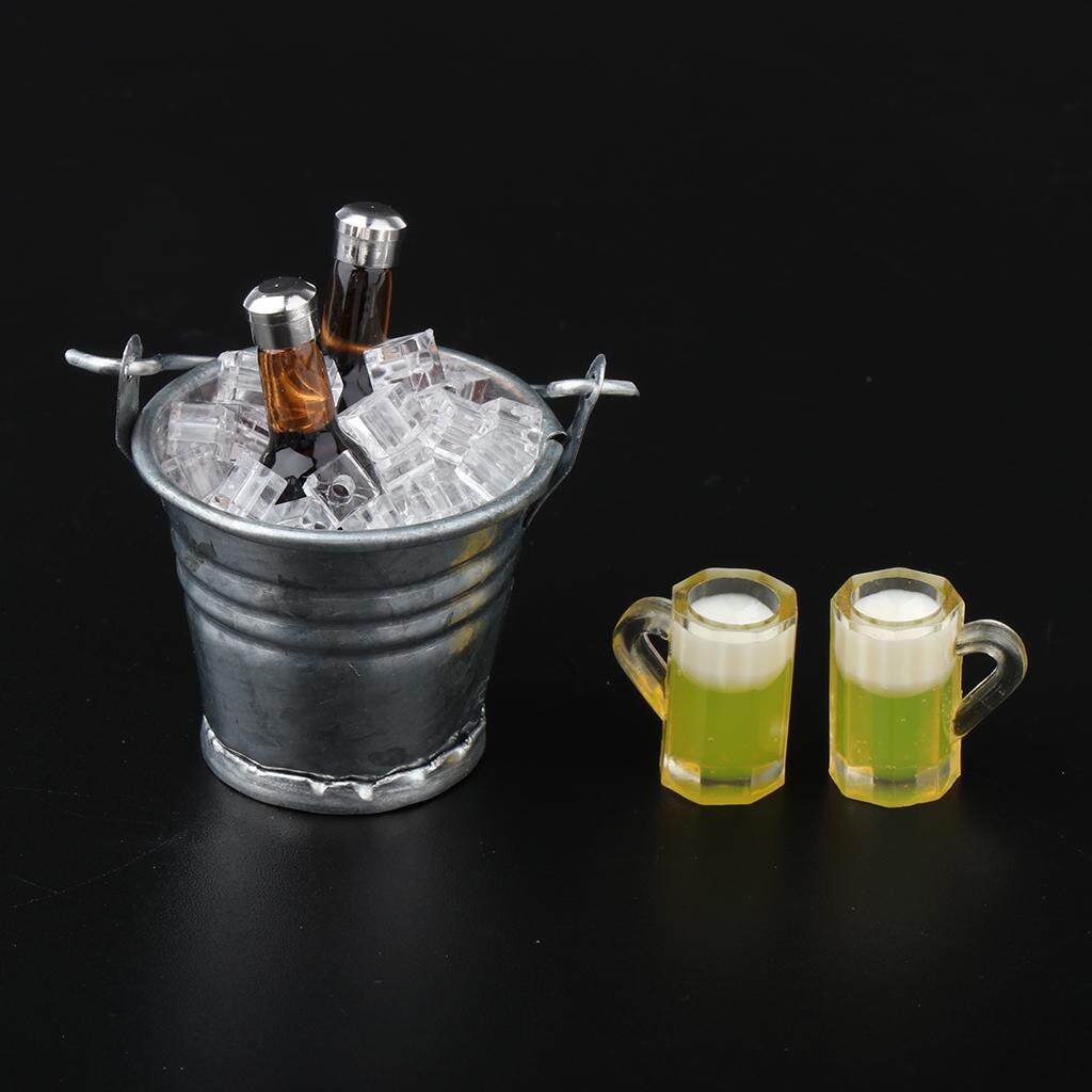 1:12 Scale Dollhouse Miniature Furniture Mini Wooden Wine Barrel Bucket Toy