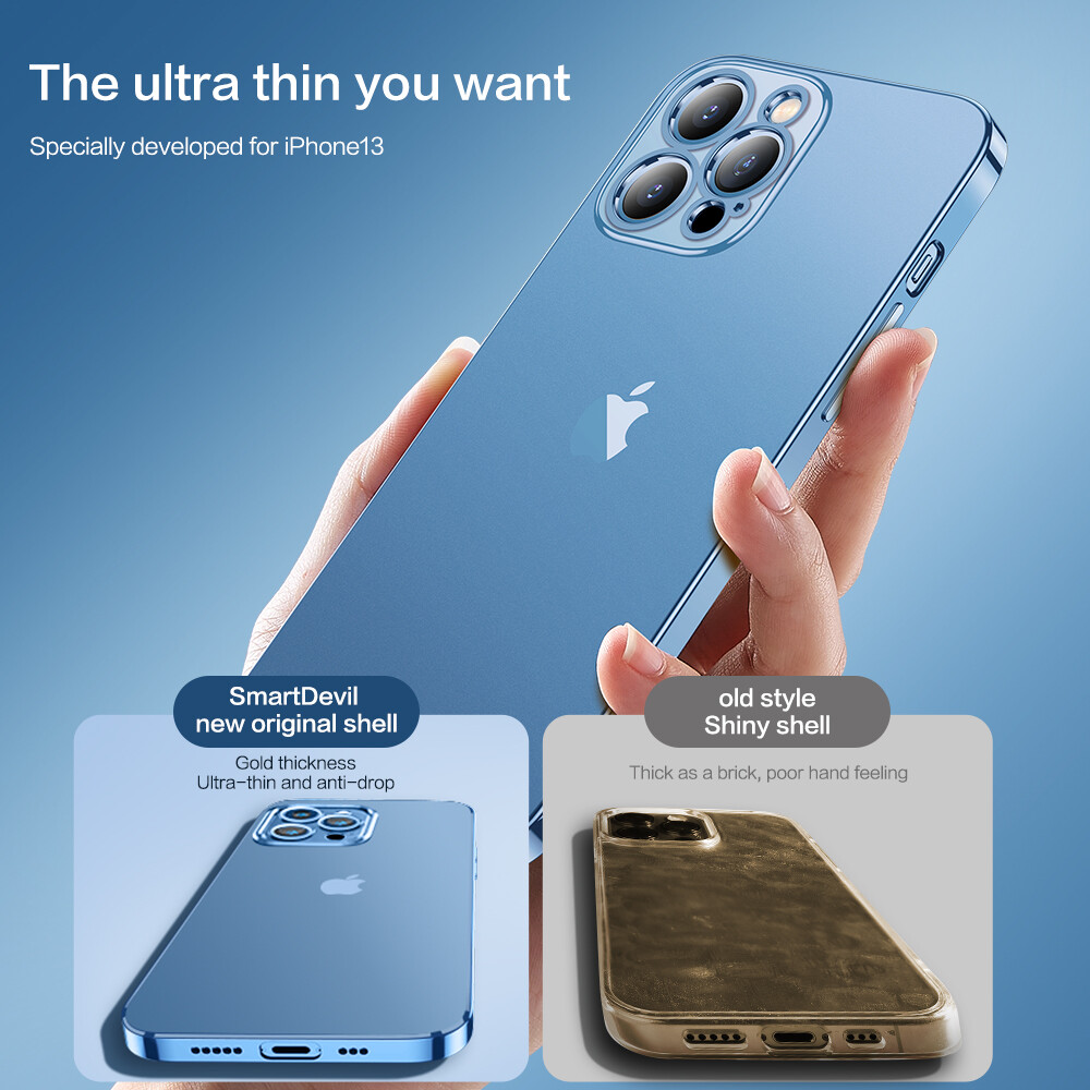 SmartDevil Plating Ultra-thin Matte Phone Case for iPhone 14 Pro max Case iPhone 15 Pro Max 15 Plus iPhone 13 Pro max case original 14 Plus 13 mini 12 Pro max 11 Pro max All-inclusive Anti-fall Case Phone Protect Shell
