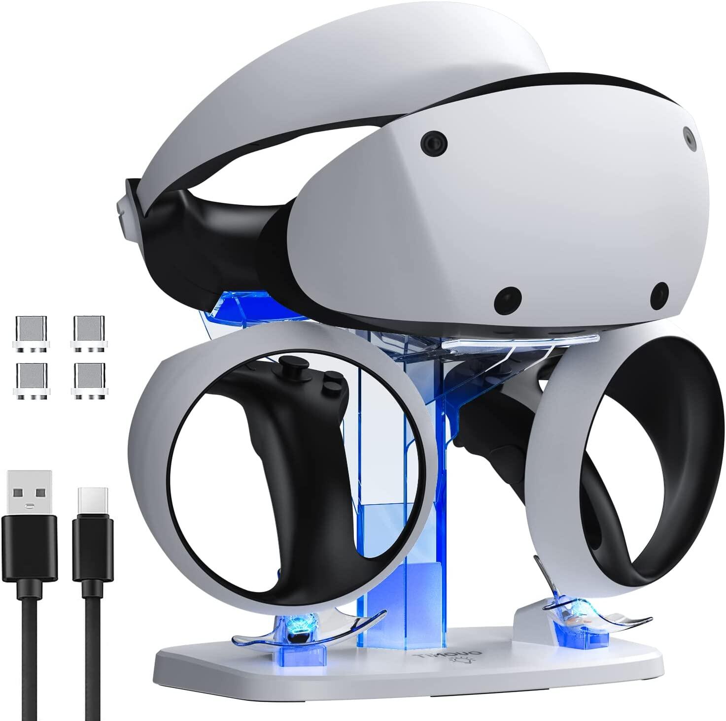  MoKo PS5 VR2 Charging Station, Charging Dock for PS5 VR2  Controller, Playstation VR2 Charging Station with Fast Charger, PS VR2  Charging Station with 4 Magnetic Dongles, LED Indicator : Video Games