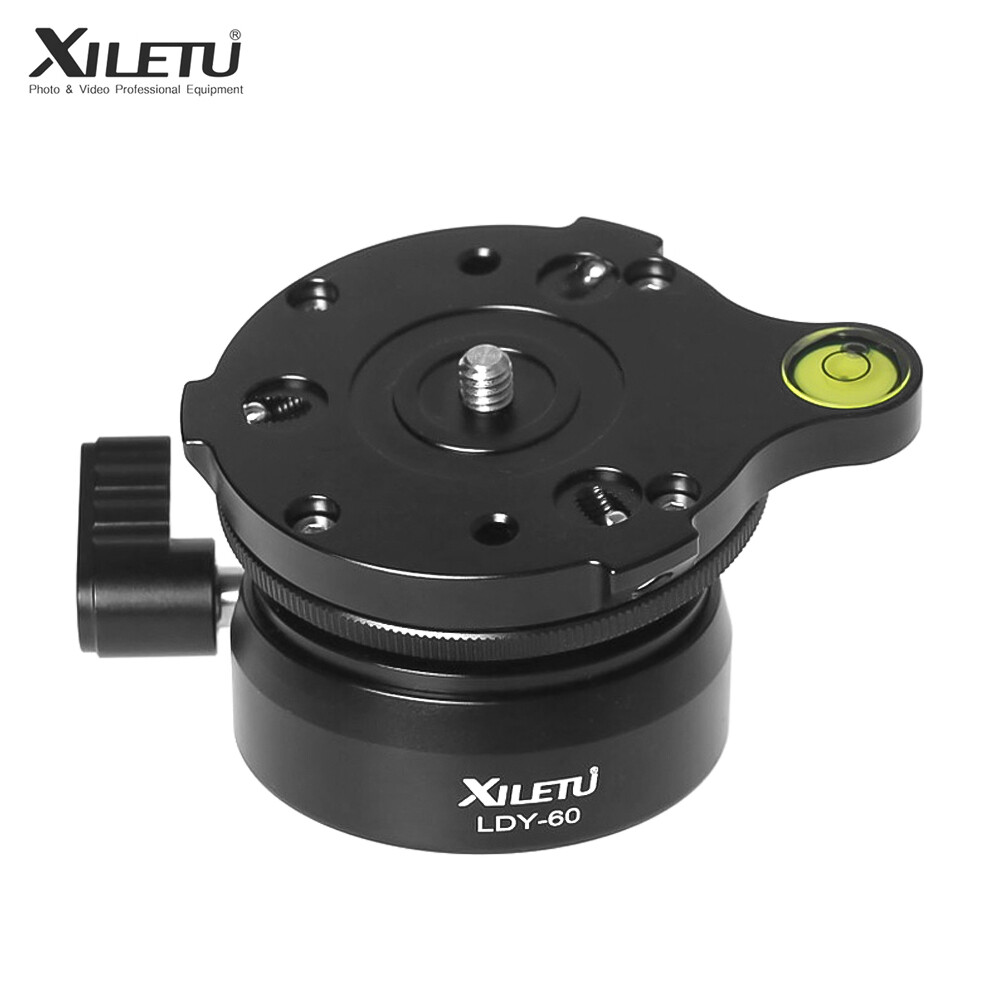 Xiletu ldy-60 cnc hemisphere panoramic tripod head adjusting platform aluminum alloy material max. load 10kg/22lbs offset bubble level 1/4 inch screw & 3/8 screw hole interface for dslr cameras tripods monopods black