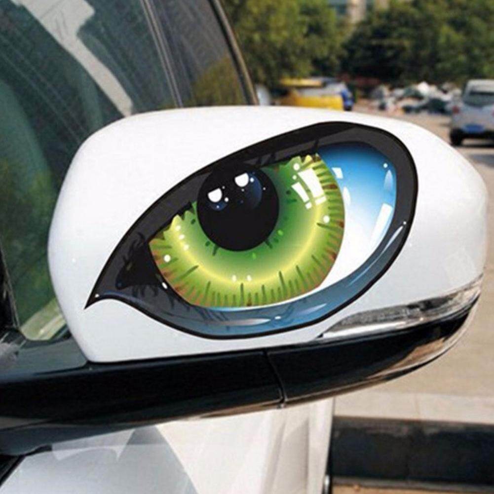 1 Pair Eyes Reflective Self-adhesive Car Rearview Mirror Decal Stickers Decor Car Reflective Car Sticker Rearview Mirror Eye Funny Sticker 3D Scratch Block Cartoon Funny Car Sticker Decorative Sticker