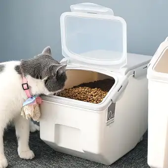 Grey Pet Food Storage Container Cat Dog Dry Food With Dispenser