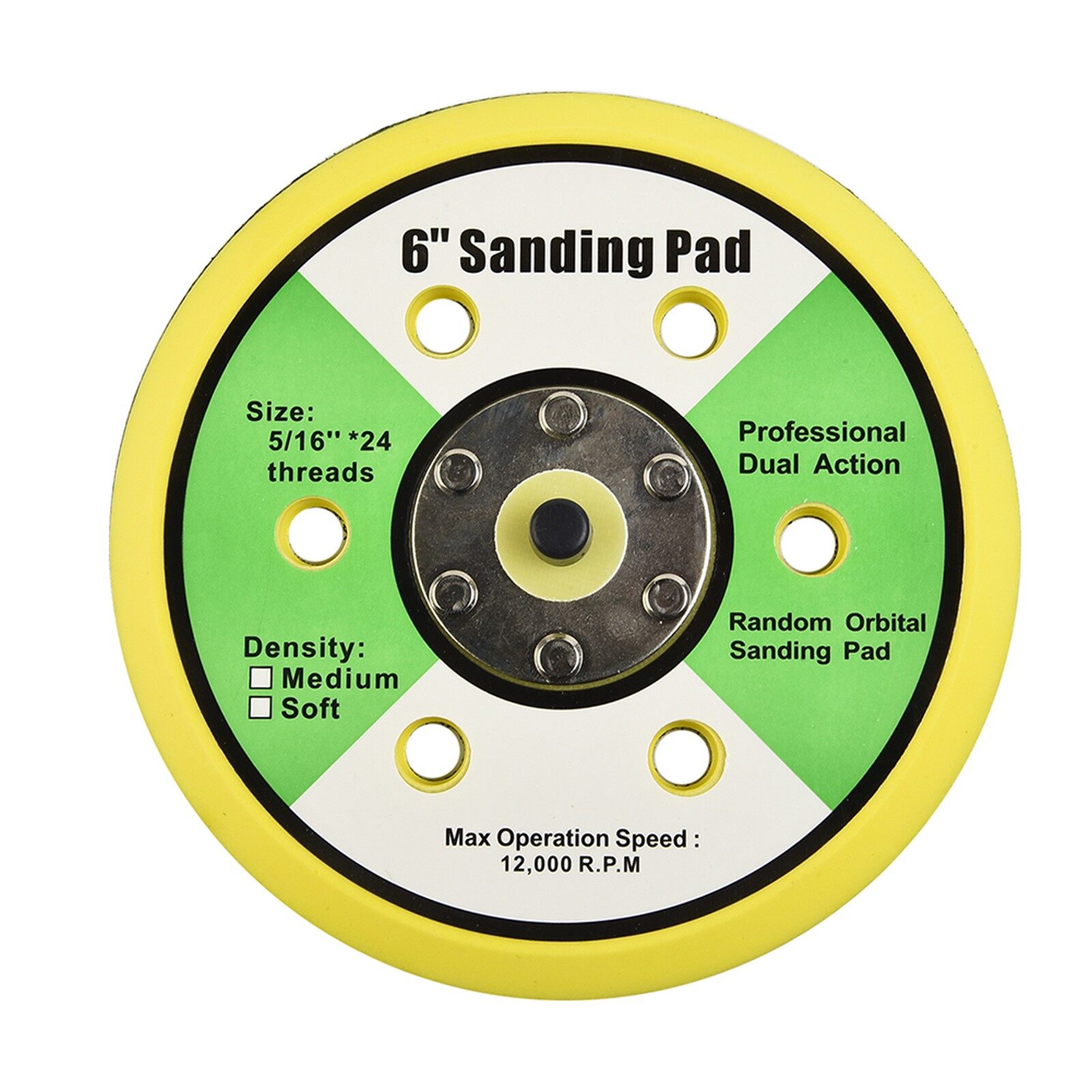 Unnicoco SANDING PAD Sanding Pad Woodworking 5/16-24 Male Thread 6\" For Sander Durable