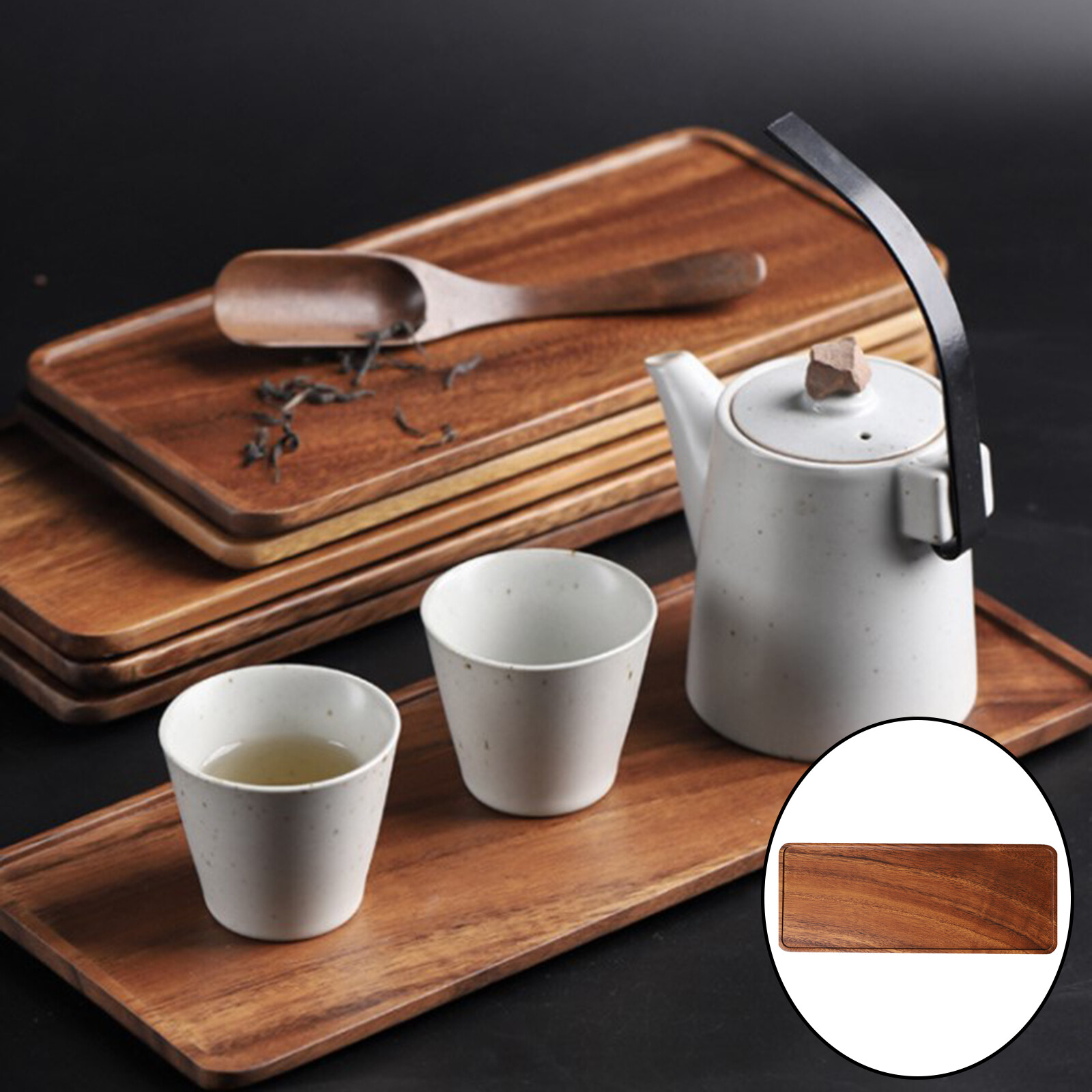 Blesiya Rectangular Wood Tea Tray Wooden Plate Coffee Sushi Snacks Serving Plate