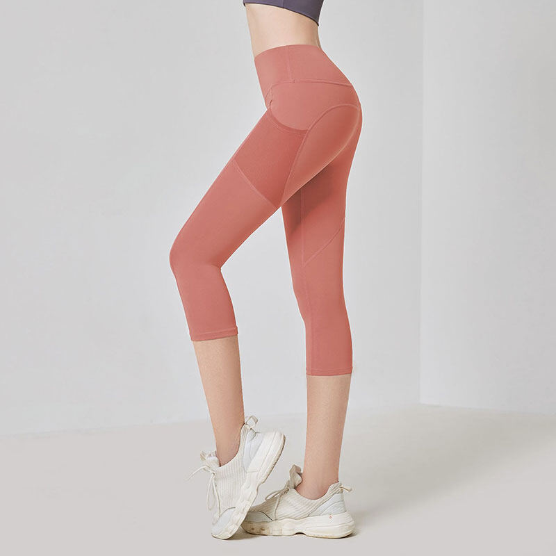 Kaisike Women's new mesh pocket yoga seven-point pants high waist hip lift 7-point yoga pants fitness sports leggings