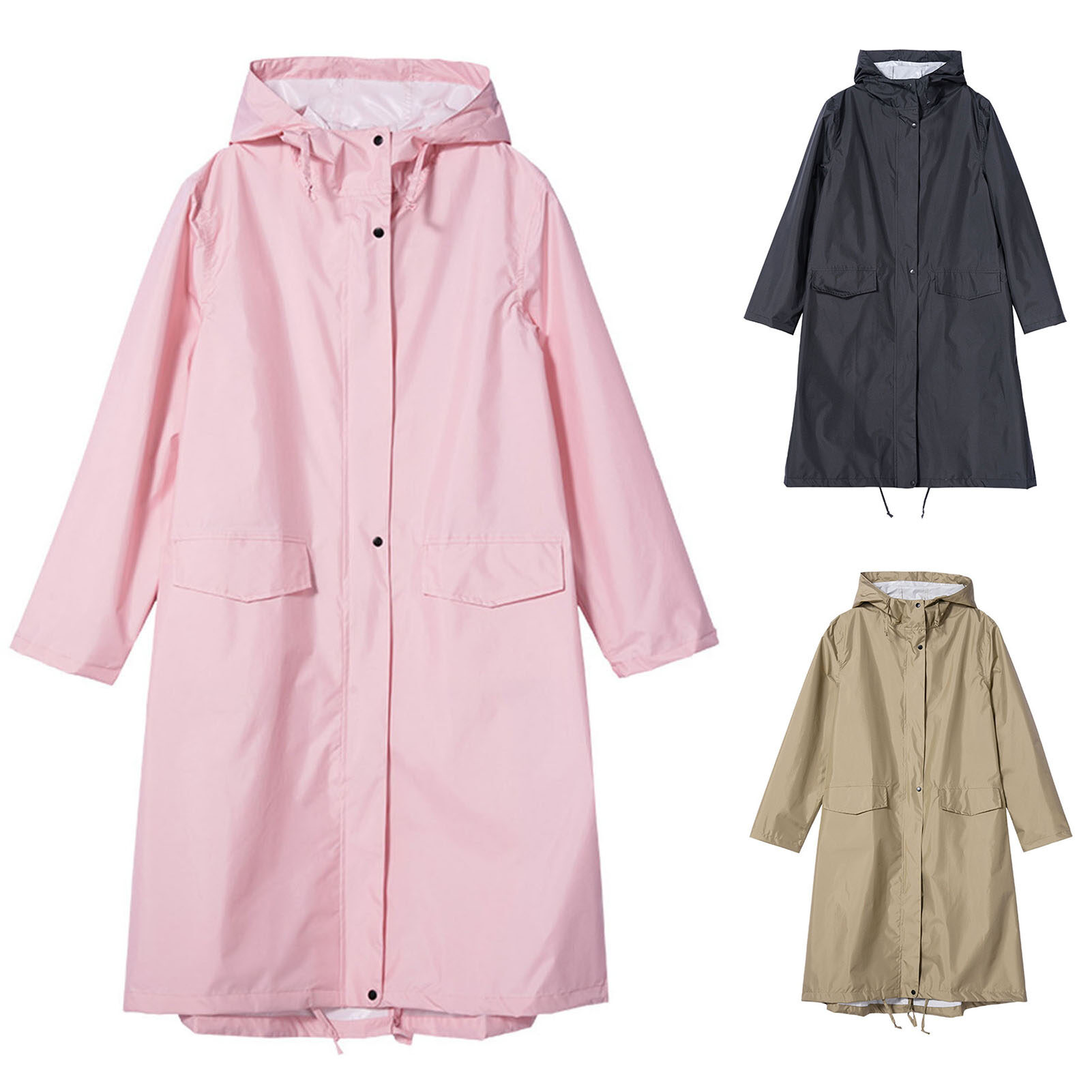 Benferry Solid Color Raincoat Waterproof 210D Polyester Cloth Unisex Rain Jacket for Outdoor