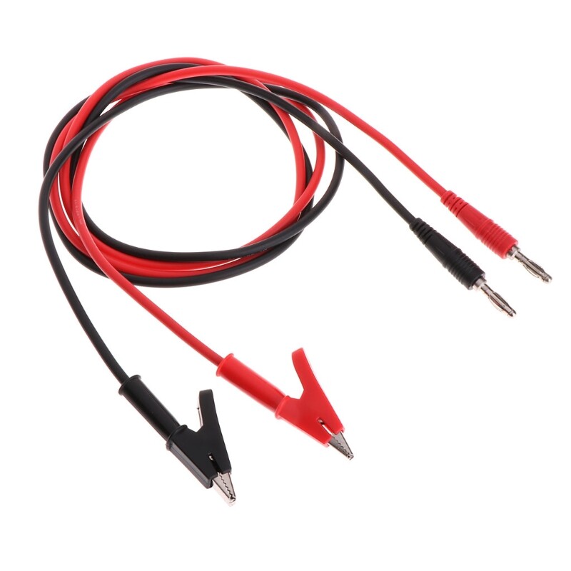 2pcs 4mm Banana Plug to Crocodile Alligator Clip Test Probe Lead Wire Cable 1m