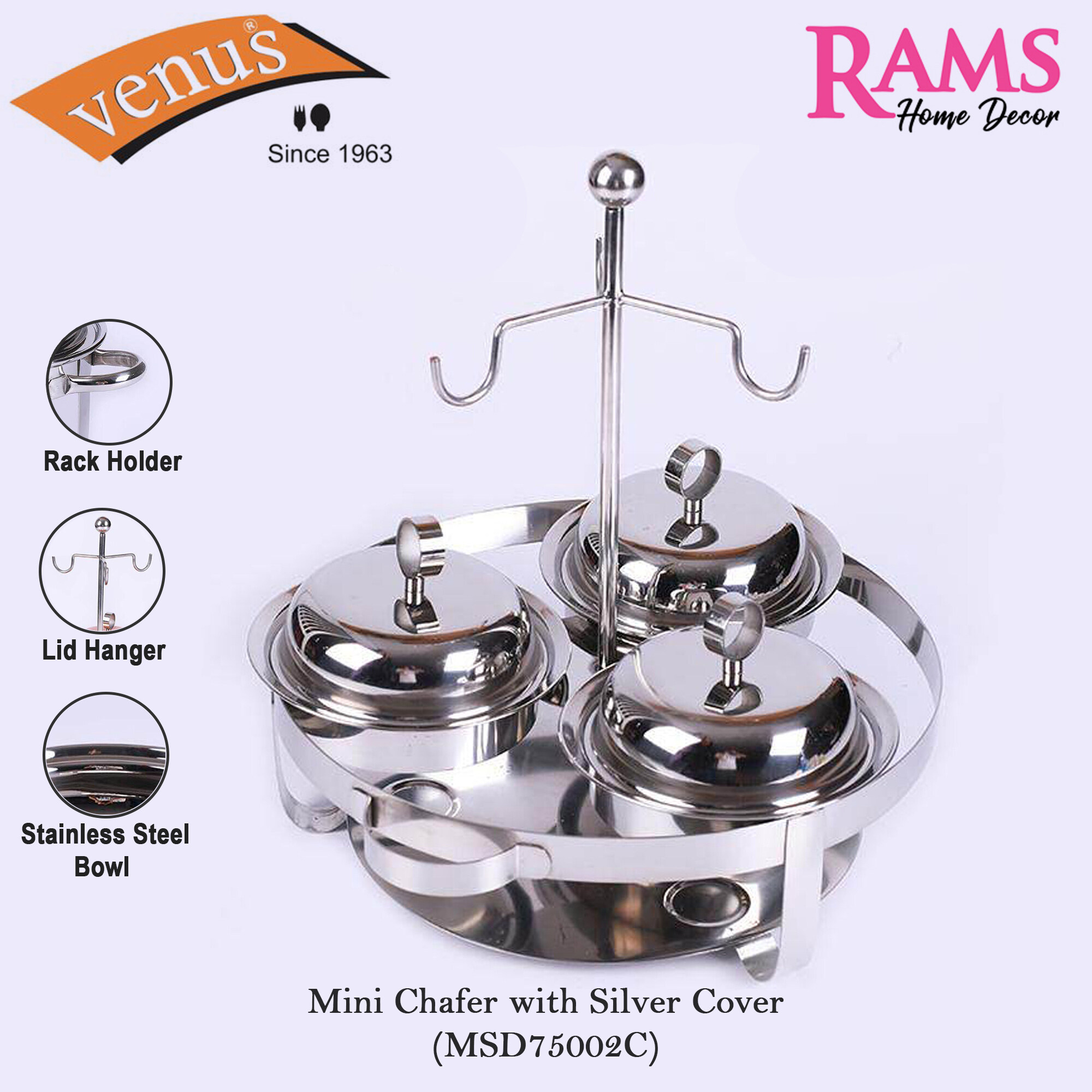 Venus Mini Chafer Serving Set With Silver Cover Copper Cover