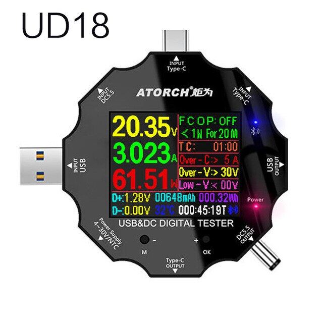 UD18 DC5.5 DC5525 Digital Voltmeter Amperimetro Meter Ammeter Detector Notebook Power Bank Charger Usb Tester