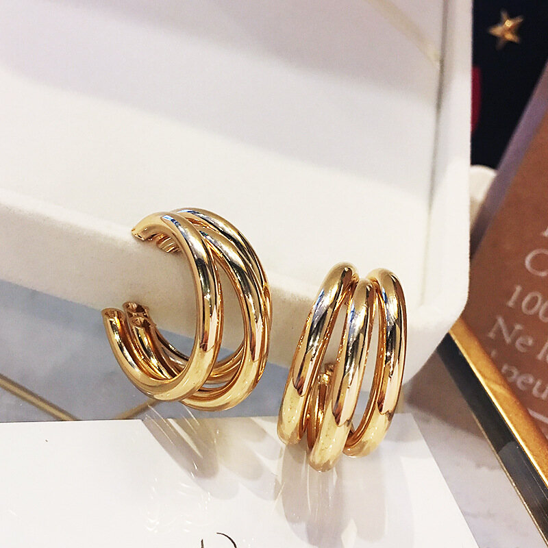 Frascati Fashion Round Hoop Earrings for Women Vintage Gold Color Wedding Party Statement Geometric Earrings Jewelry Gift