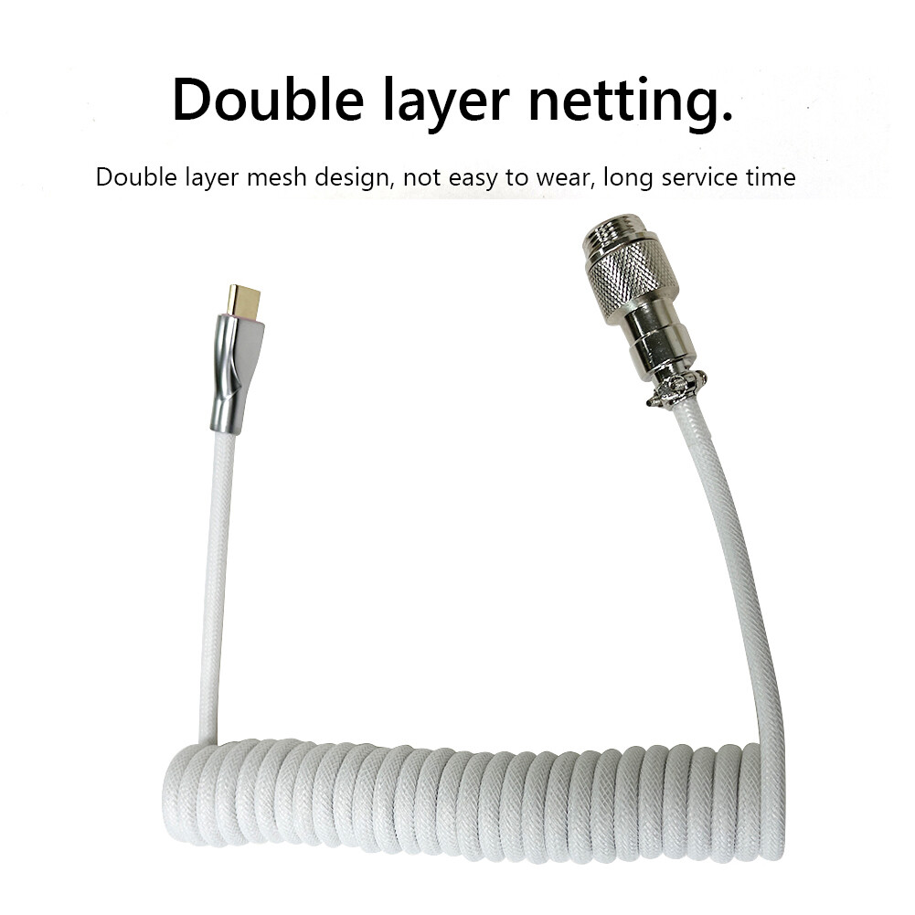 Professional Coiled Type-C USB Wire for Mechanical Keyboard Aviator Connector Spiral Paracord