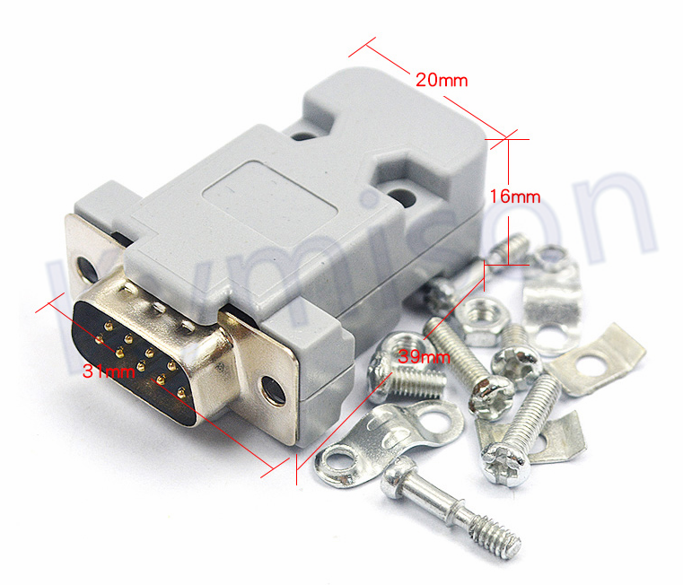 10 Bộ RS232 cổng nối tiếp song song DB9 2-Hàng 9 pin D Sub 10pcs nam/nữ đầu nối hàn + 10pcs vỏ nhựa Bìa