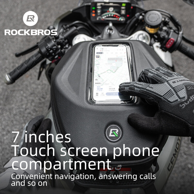 ROCKBROS Túi đựng xe máy Ba lô xe máy vỏ cứng dung tích lớn 7L Màn hình cảm ứng Túi lưu trữ đa chức năng xe máy di động có che mưa chống nước