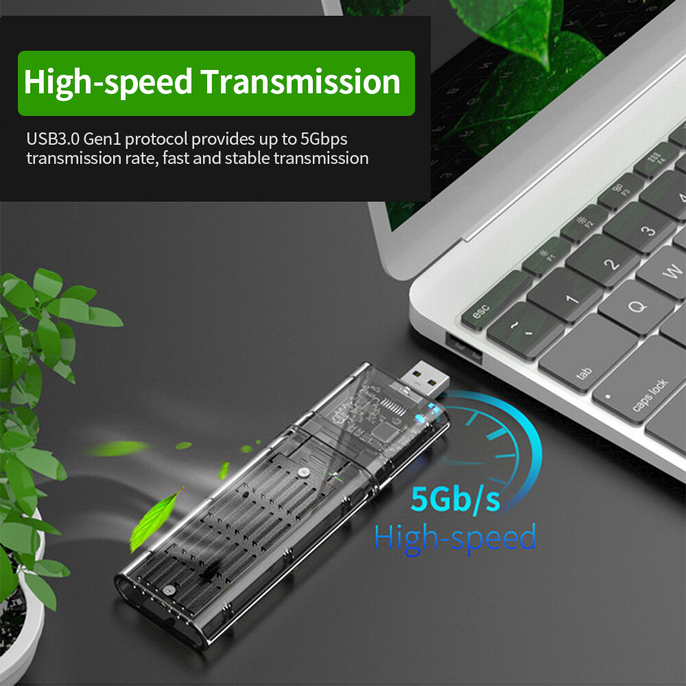 KKmoon USB3.0 Gen1 SATA Solid State Drive Case SSD Enclosure M.2 NGFF Portable Hard Disk Case Support SATA B-KEY M.2 SSD