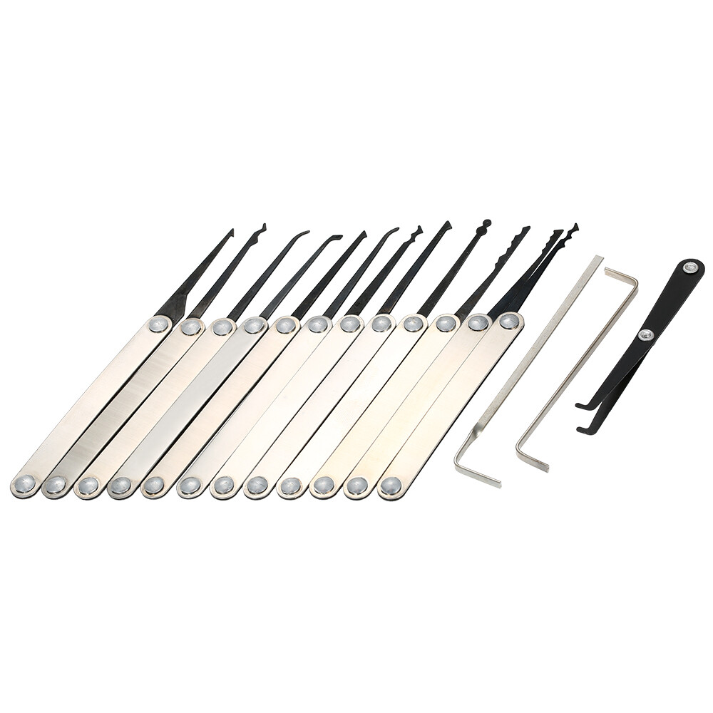 15pcs Lock Picking Set Kit Tool with Transparent Practice Training Padlock Lock for Locksmith Beginners and Professional