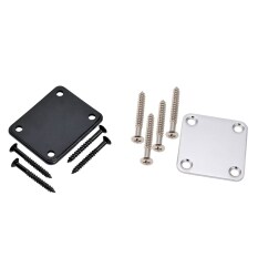 2 Set Electric Guitar Neck Plate with Screws for Strat Tele Guitar Precision,Jazz Bass Replacement – Chrome & Black