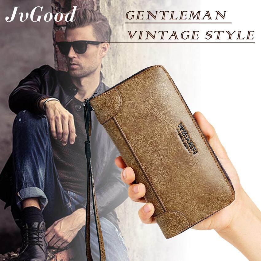JvGood Bifold Long Wallet Retro Fashion PU leather Zipper Coin Purse Card