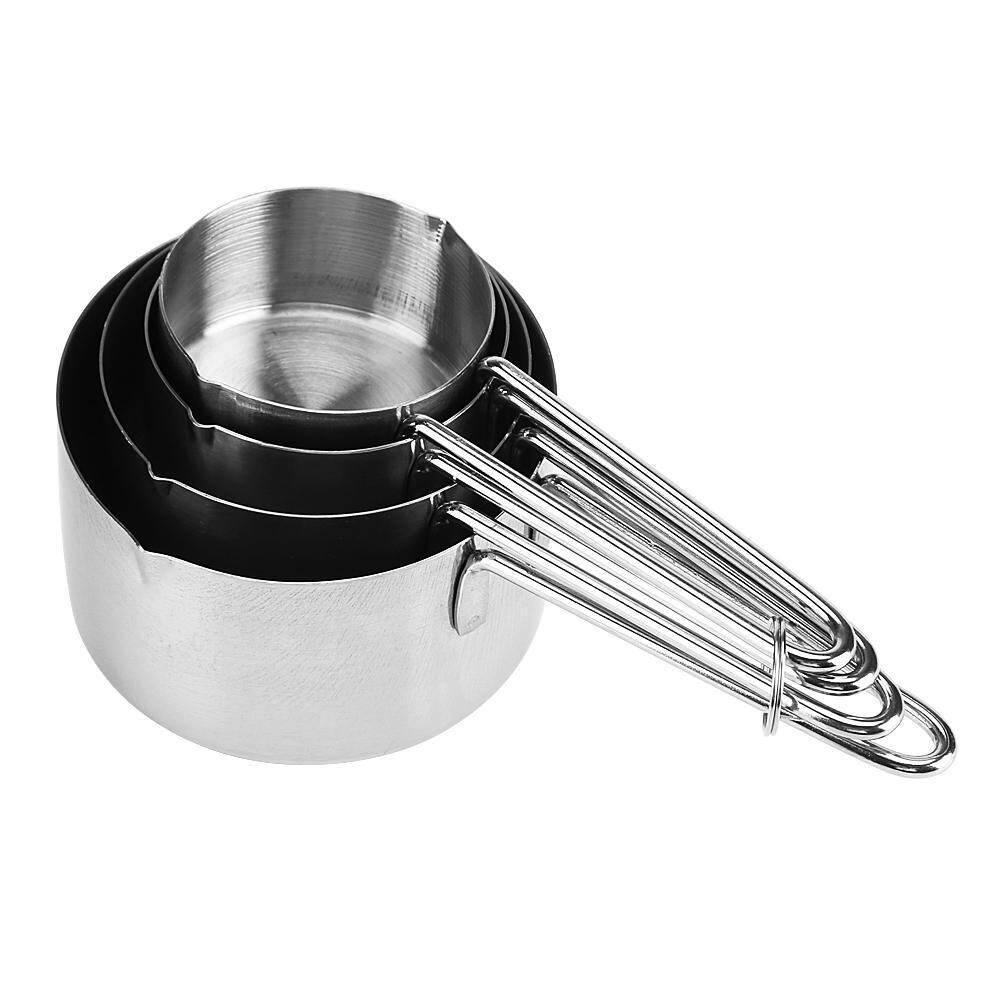 8pcs/set Stainless Steel Measuring Cups&Spoons Kit Sugar Coffee Milk Kitchen Gadget Baking Tool