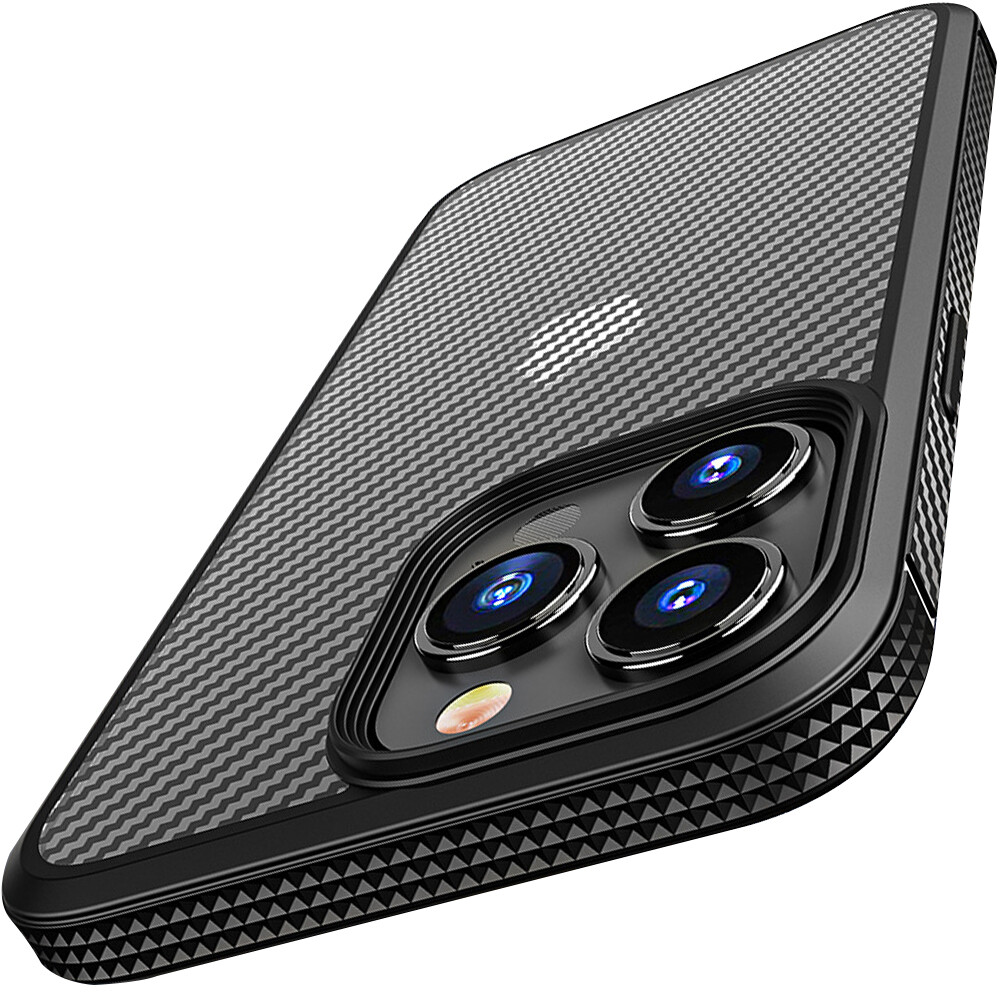 Cho iPhone 15 Pro Max Trường Hợp Kiểu sợi Carbon nửa trong suốt Cứng Trở Lại Ốp chống sốc cho iPhone 14 Pro Max, 11/12 Pro Max, 13 Mini, 13 Pro Max Trường Hợp