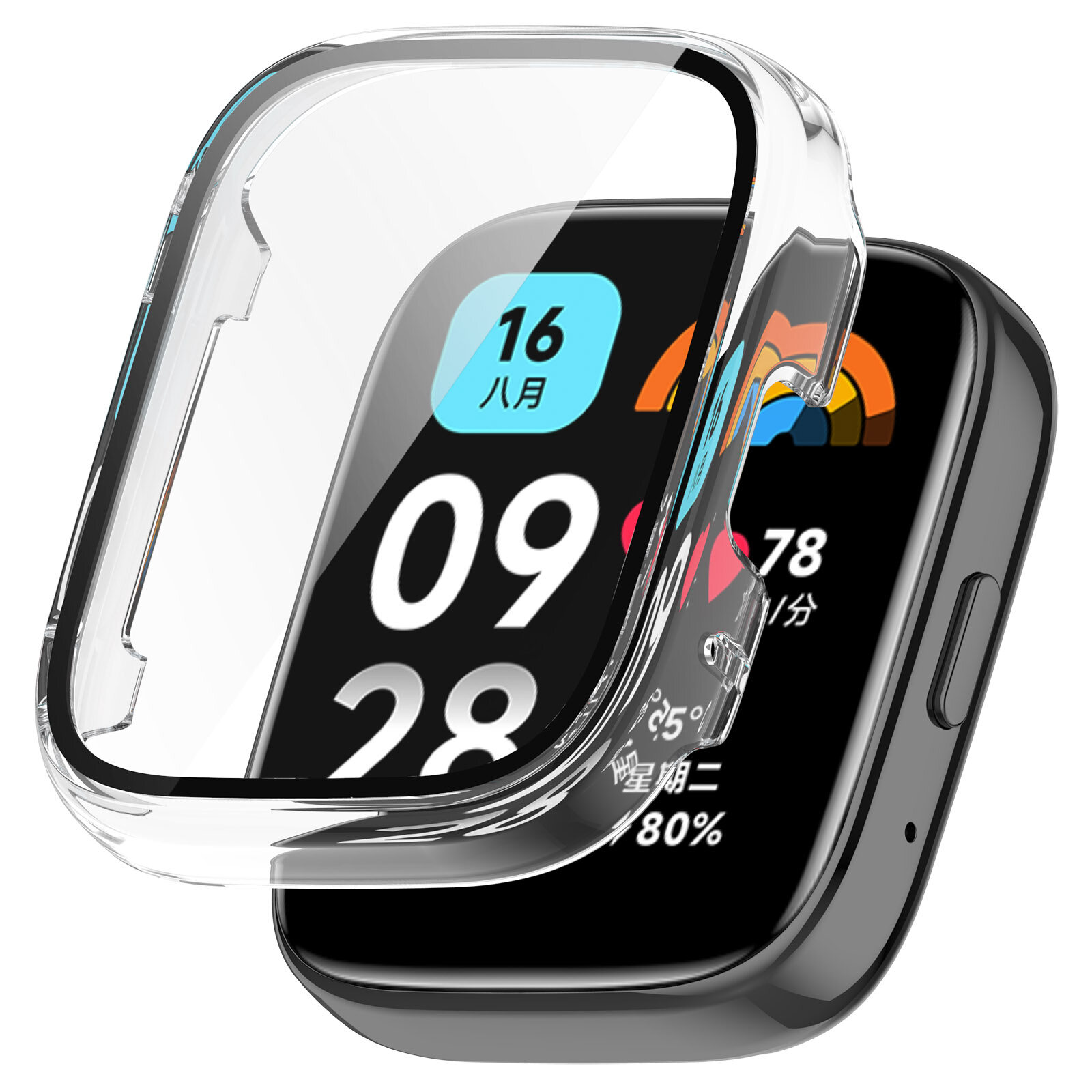 For Redmi Watch 3 Active / Watch3 Lite Hard PC Case Tempered Glass Screen Protector Protective Cover