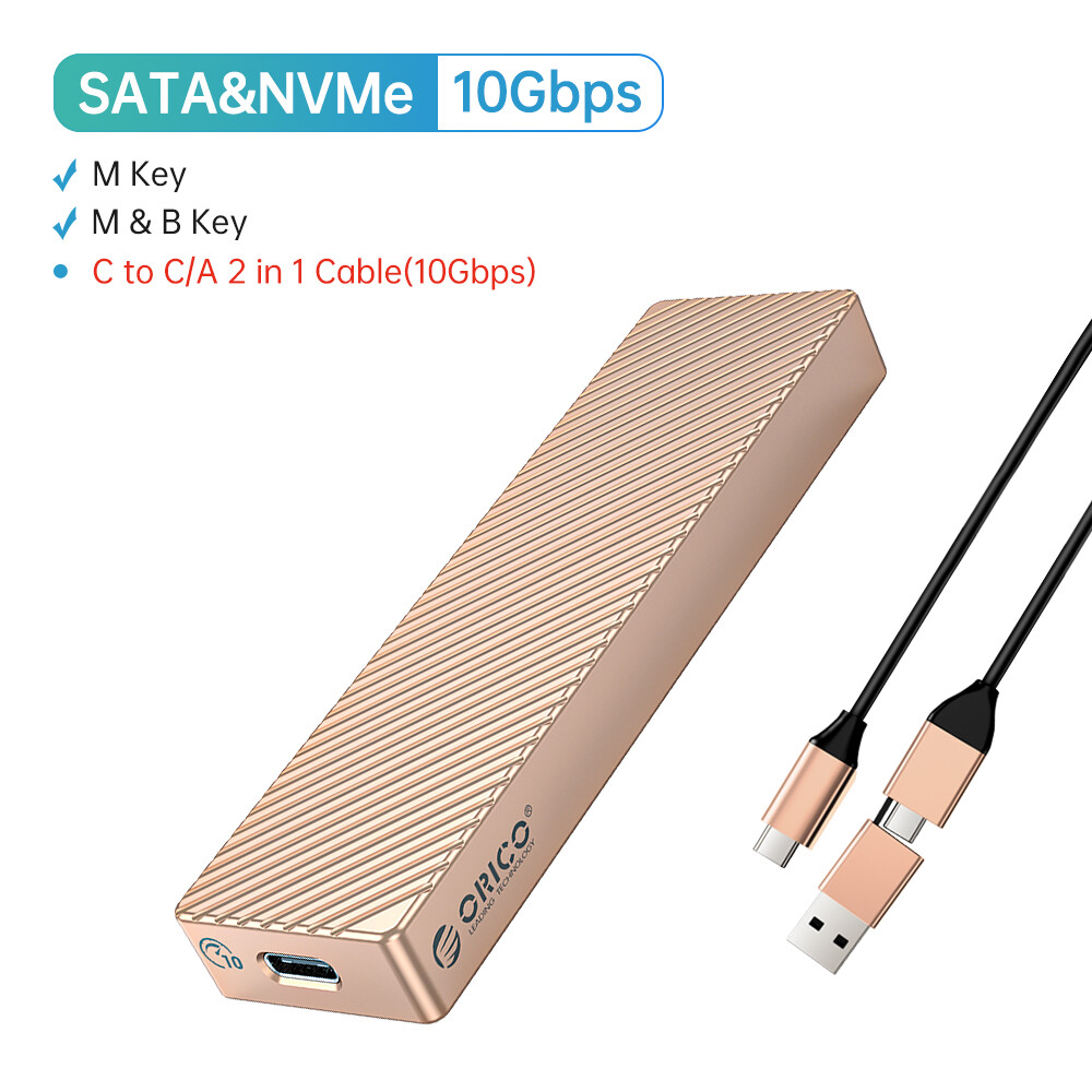 Orico dual protocol m.2 ssd case support m2 nvme sata ngff ssd disk 10gbps pcie m key 6gbps m&b key usb c hard drive enclosure