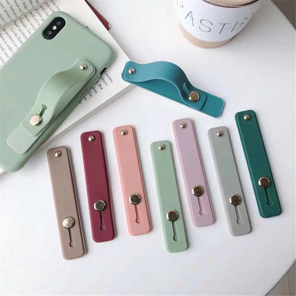 1pc Stretchable mobile phone ring holder stick silicone phone hand strap holder finger ring push-pull grip holder candy color holder