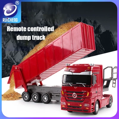 RUICHENG Remote control construction vehicle toy trailer dump truck dump truck semi-trailer gift boy toy 2-6 years old