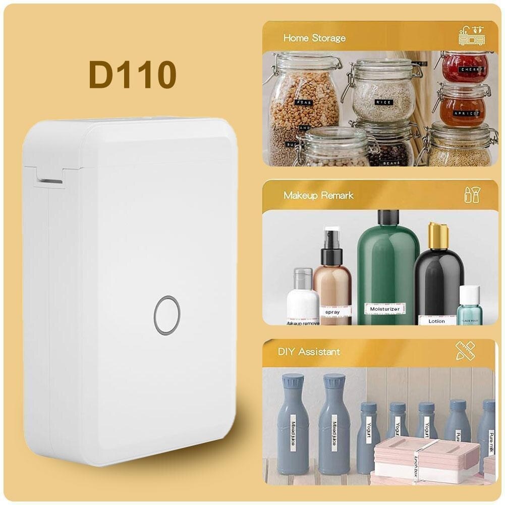 BÁO GIÁ MÁY IN GIẤY | Shopee Lazada Sendo Tiki mới nhất 16 【CW】 Máy In Nhãn Nhiệt Bluetooth Không Dây Cầm Tay Mini D110 Có 1 Cuộn Máy In Giấy In Logo Nhãn QR Code Máy In Tại Nhà Văn Phòng