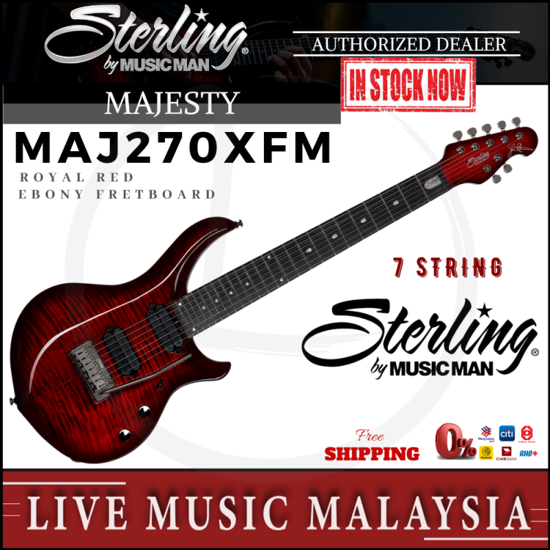 Sterling By Music Man MAJ270XFM John Petrucci Majesty 7-String Electric Guitar - Royal Red (MAJ-270XFM) Malaysia